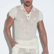 Code 22 Diamond Knit Polo Shirt Off White