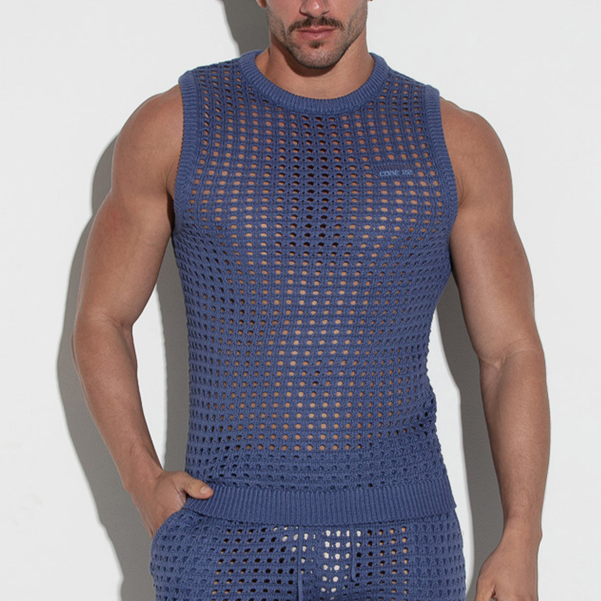 Code 22 Diamond Knit Tank Top Navy