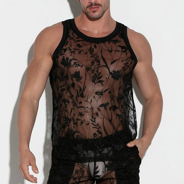 Code 22 Embroidered Tank Top Black