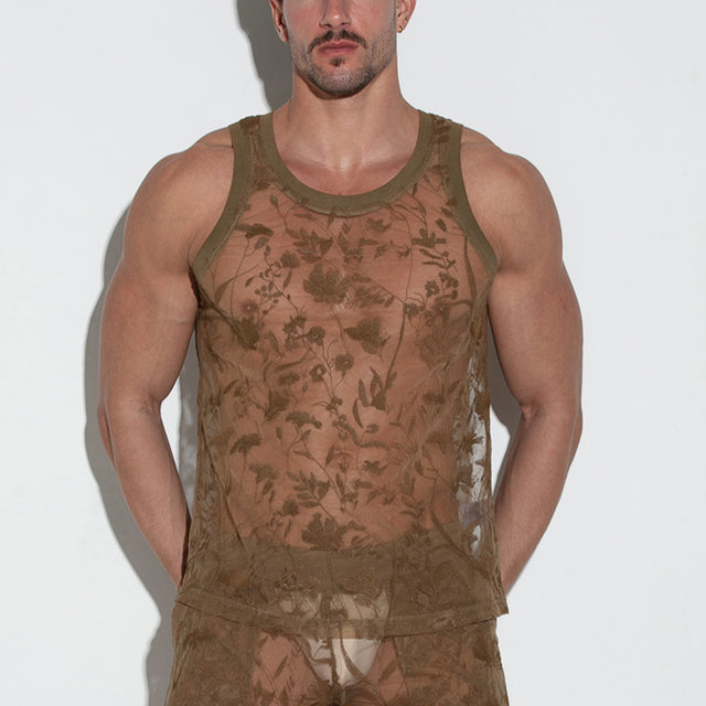 Code 22 Embroidered Tank Top Latte