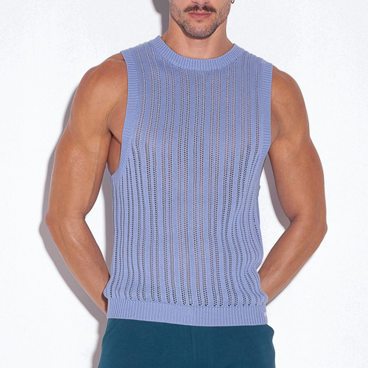 Code 22 Knitted Tank Top Sky Blue