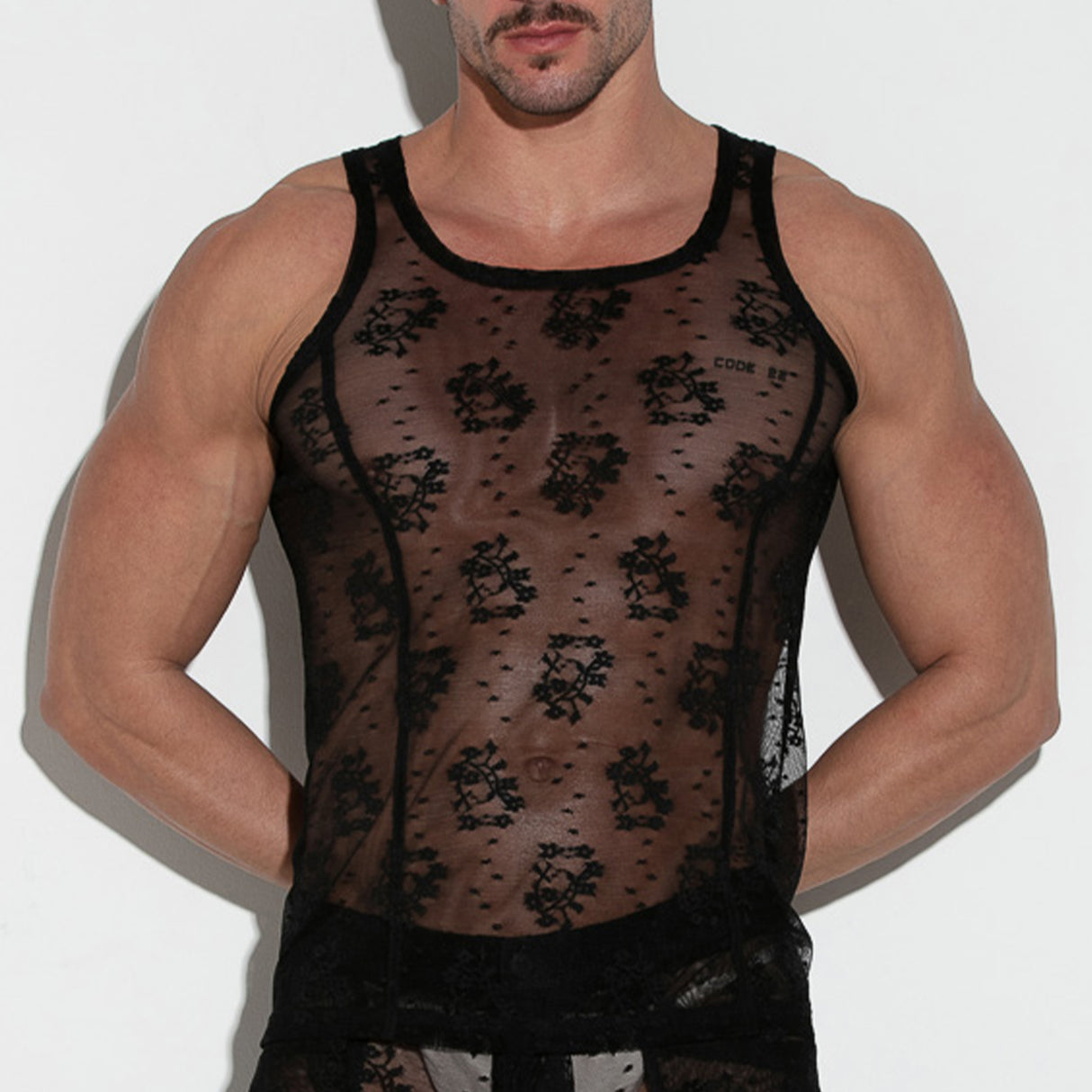 Code 22 Lace Tank Top Black