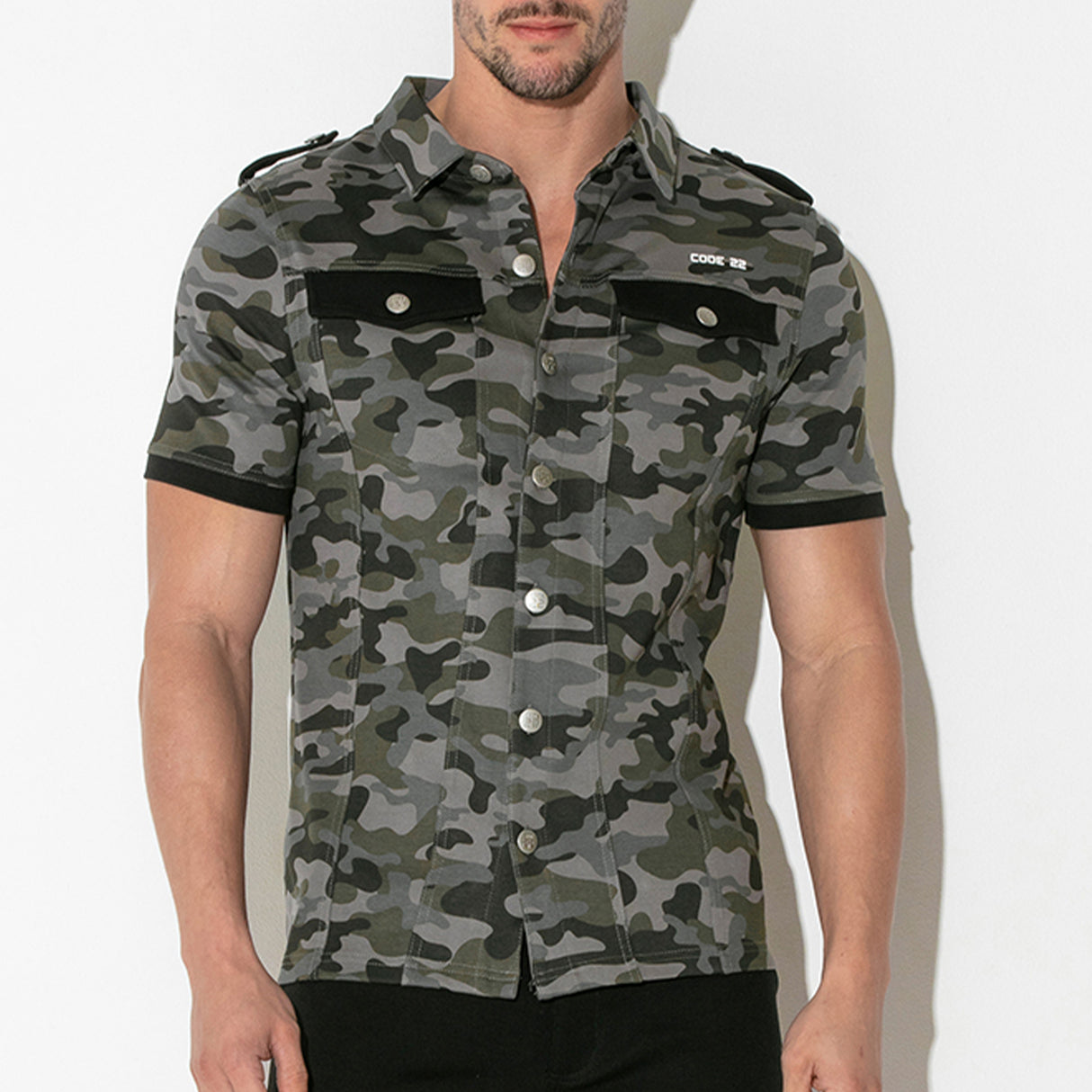 Code 22 Stretch Shirt Camo Grey
