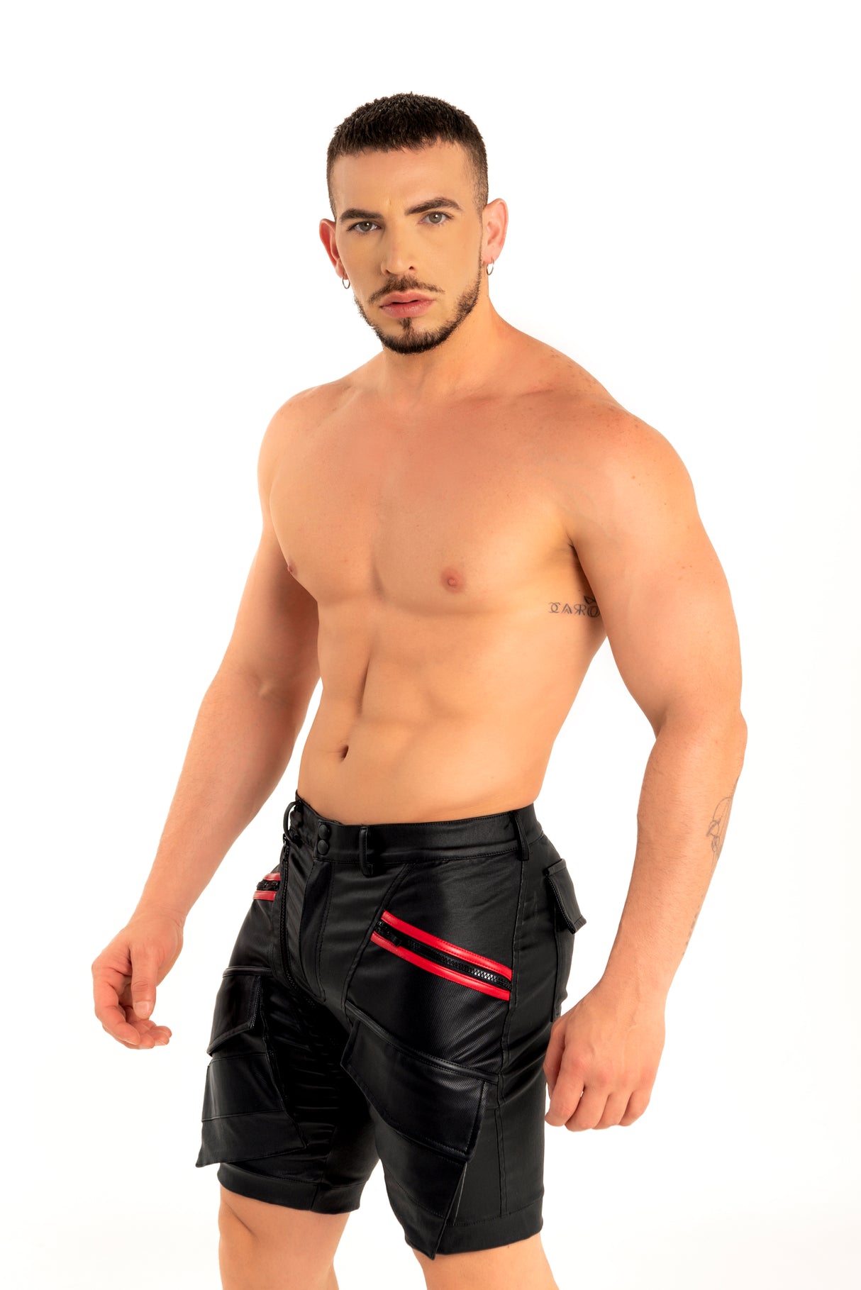 Dale Mas Industrial Cargo Short Zipper Black Red