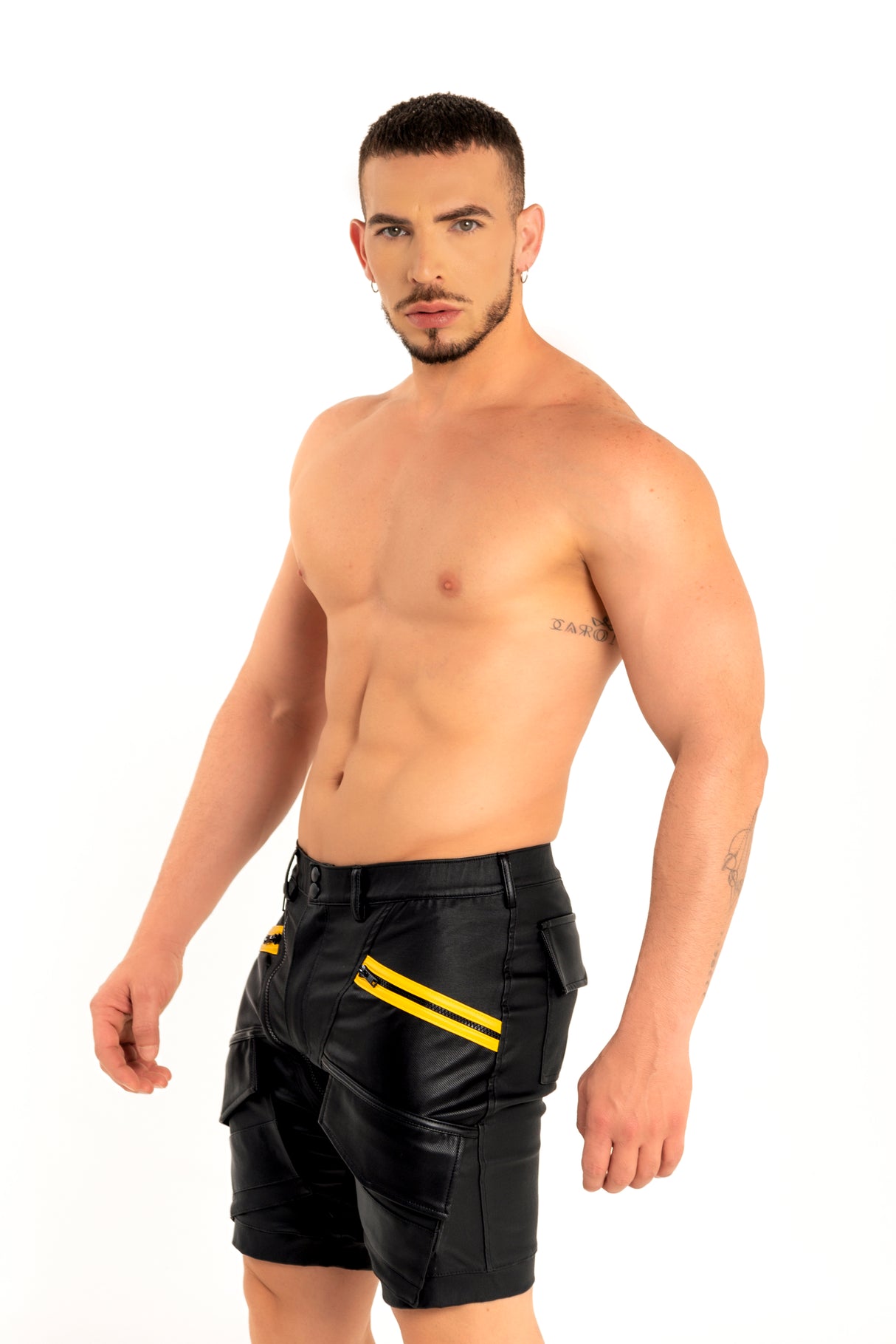 Dale Mas Industrial Cargo Short Zipper Black Yellow