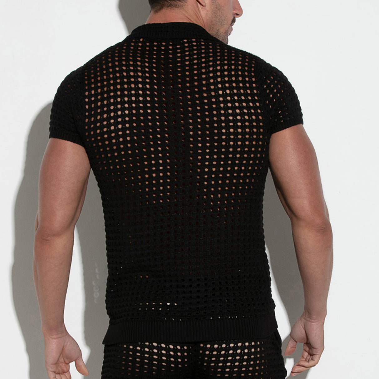 Code 22 Diamond Knit Polo Shirt Black