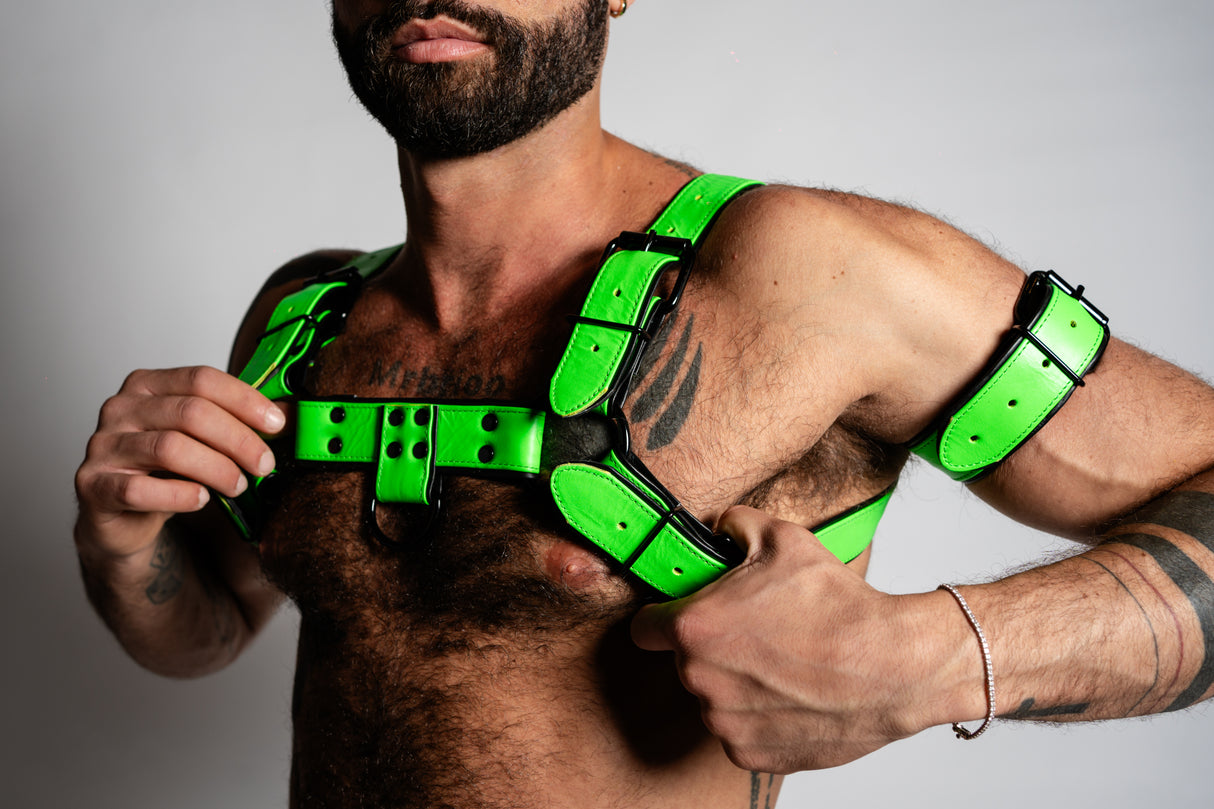 ruff GEAR Bold Leather Bicep Strap Neon Green