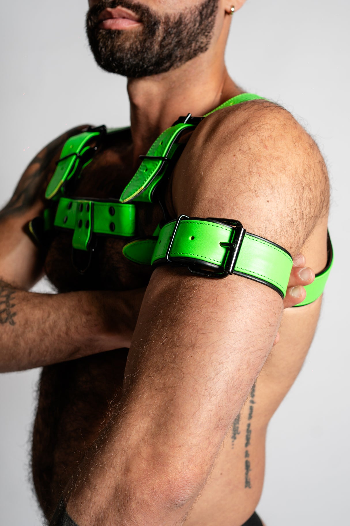 ruff GEAR Bold Leather Bicep Strap Neon Green