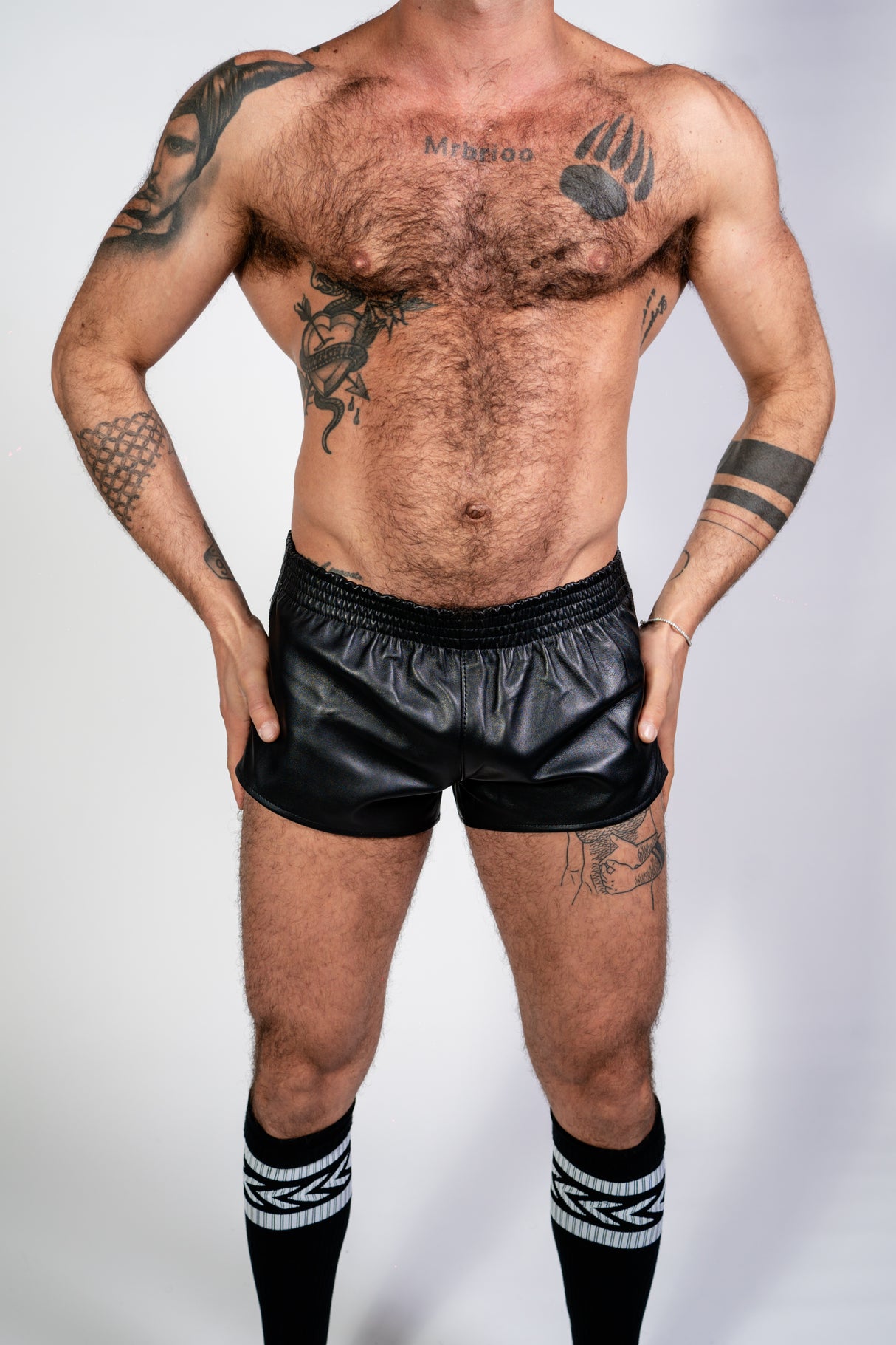 ruff GEAR Double Tone Leather Sports Shorts Black Black