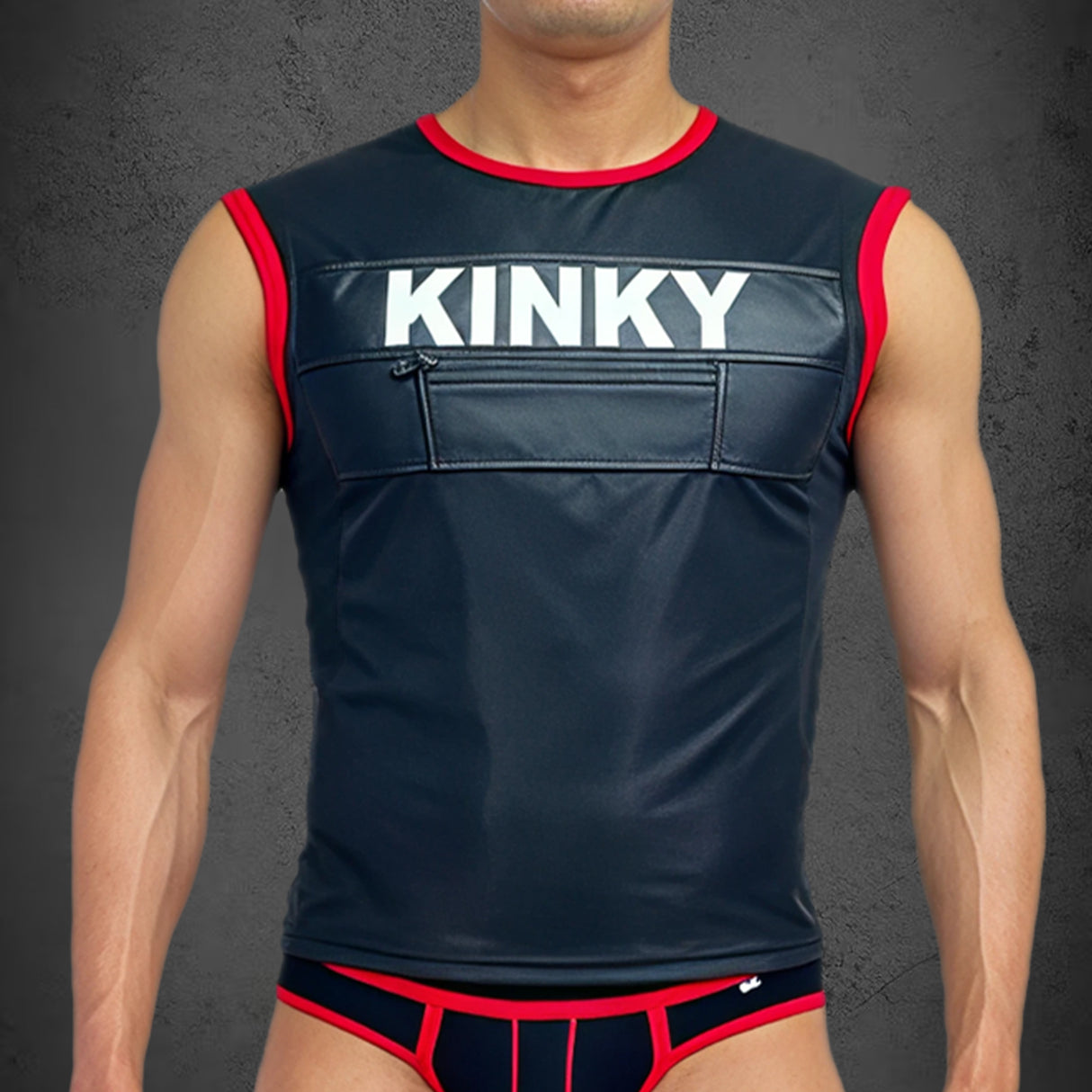 Dale Mas Biker + Kinky Sleeveless Shirt Black Red