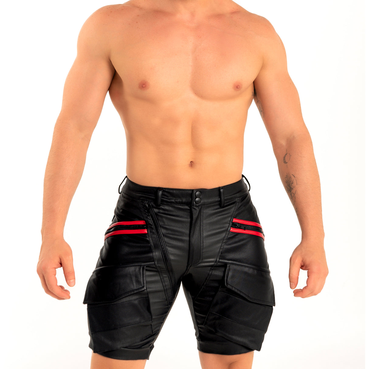 Dale Mas Industrial Cargo Short Zipper Black Red