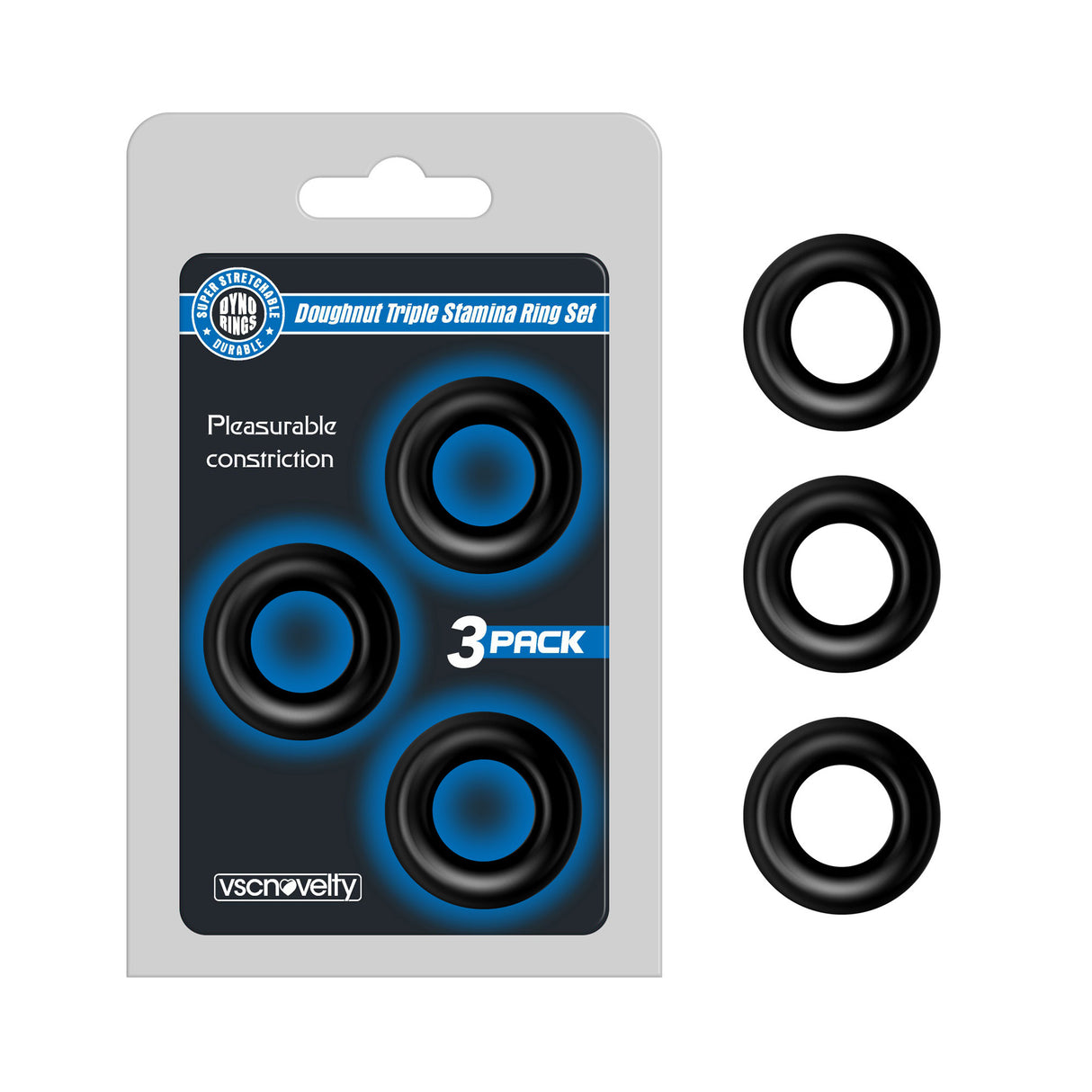 Donut Triple Cock Ring Set Black