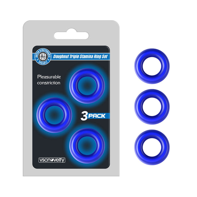 Donut Triple Cock Ring Set Blue