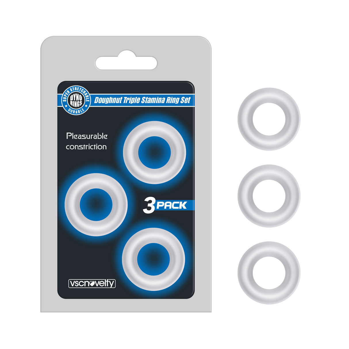 Donut Triple Cock Ring Set Clear