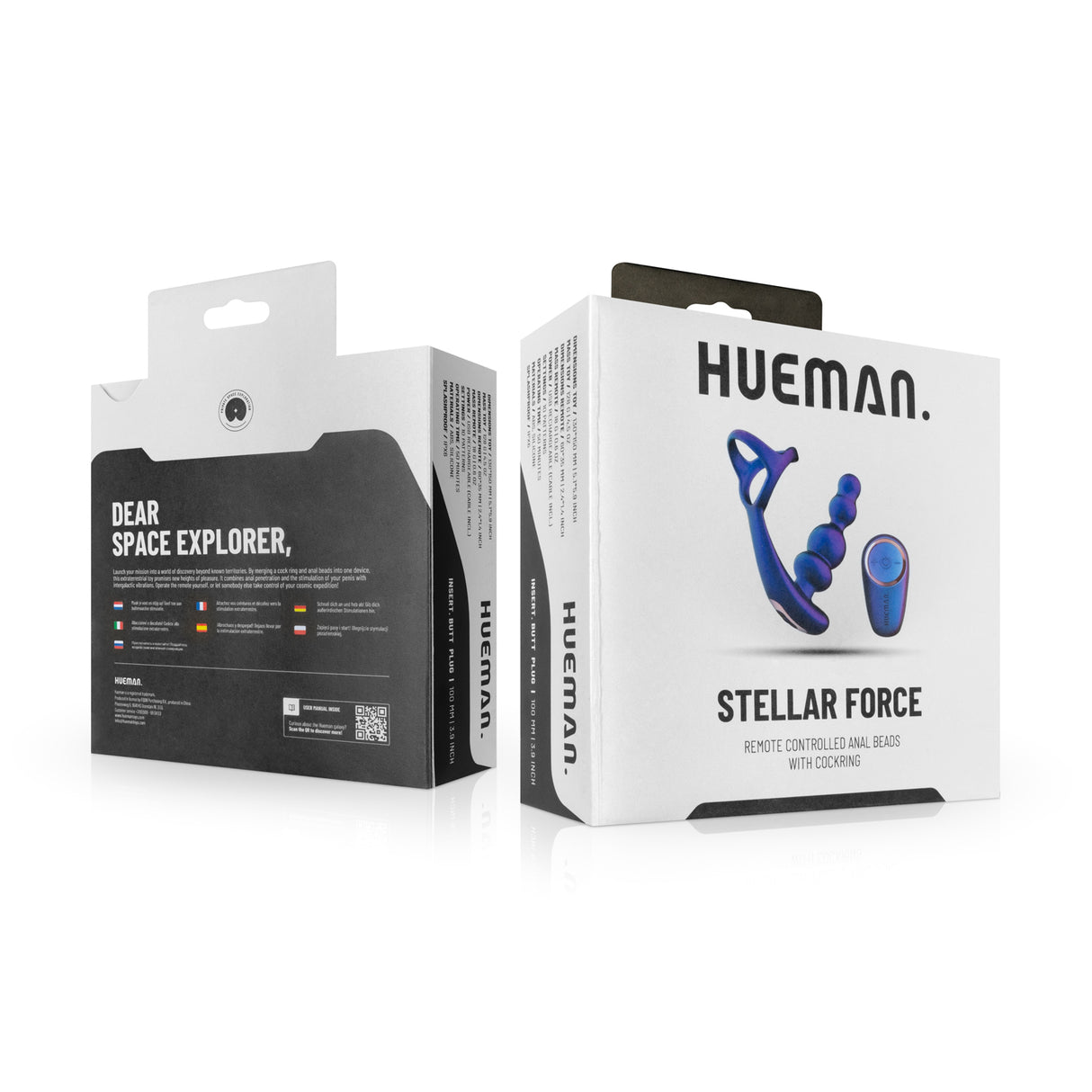 Hueman Vibrating Rotating Butt Plug with Cock Ring