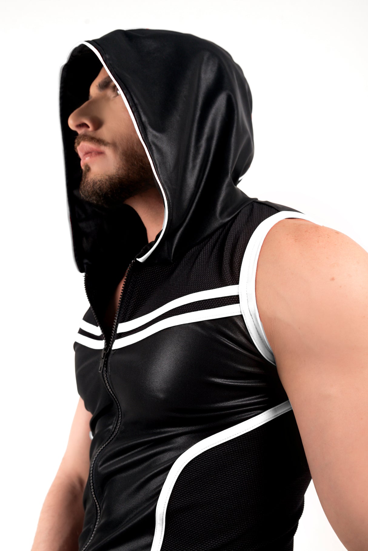 ROK Kinky Hoody Vest Black White