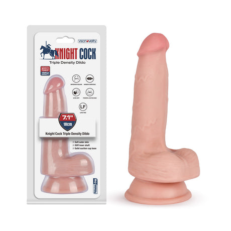 Knight Cock 3D Triple Density Dildo with Balls 7.1 Inch Light