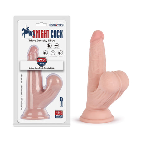 Knight Cock 3D Triple Density Dildo with Swinging Balls 7.5 Inch Light