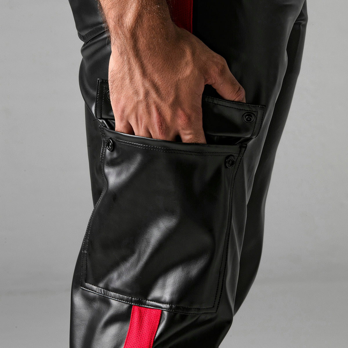 Locker Gear Leatherette Cargo Pants Red