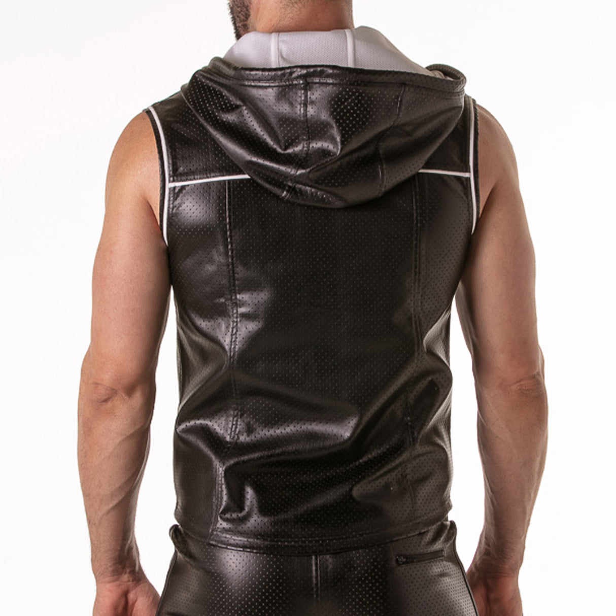 Locker Gear Punch Hole Leatherette Hoody White