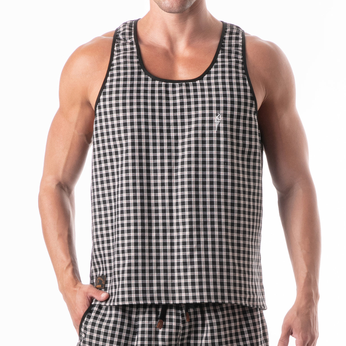 Leader Globetrotter Check Tank Top Black