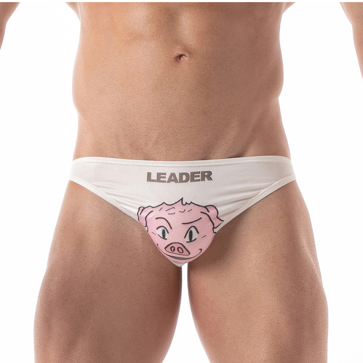 Leader ID Bikini Swim Briefs Pig White