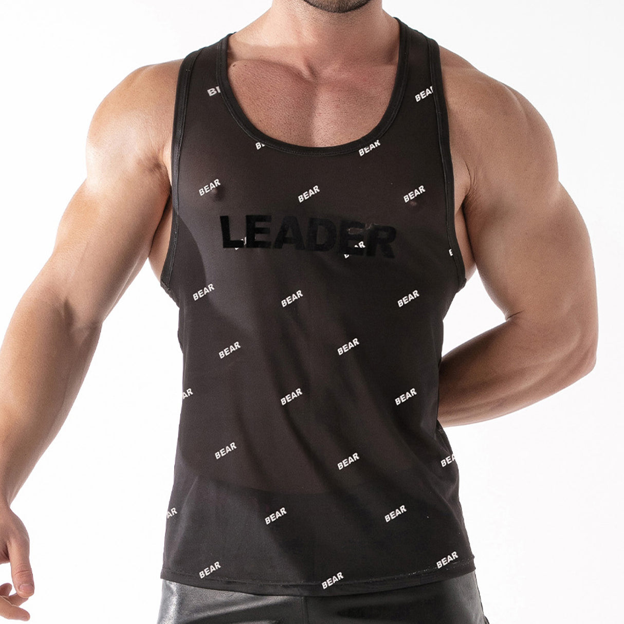 Leader ID Mesh Tank Top Bear Black
