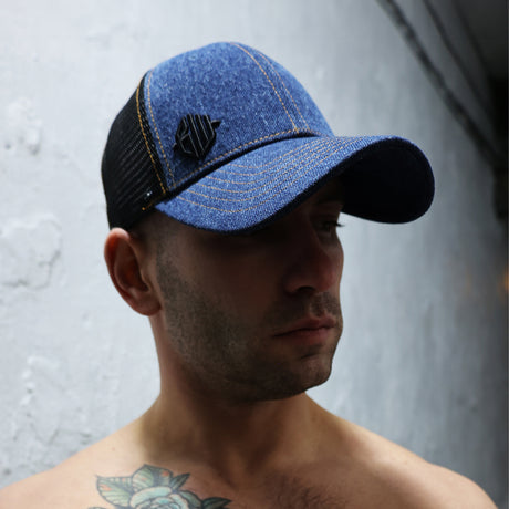 Breedwell Loaded Denim Trucker Baseball Cap Dark Stonewall Wash