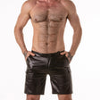 Locker Gear Punch Hole Leatherette Loose Fit Cargo Short Black