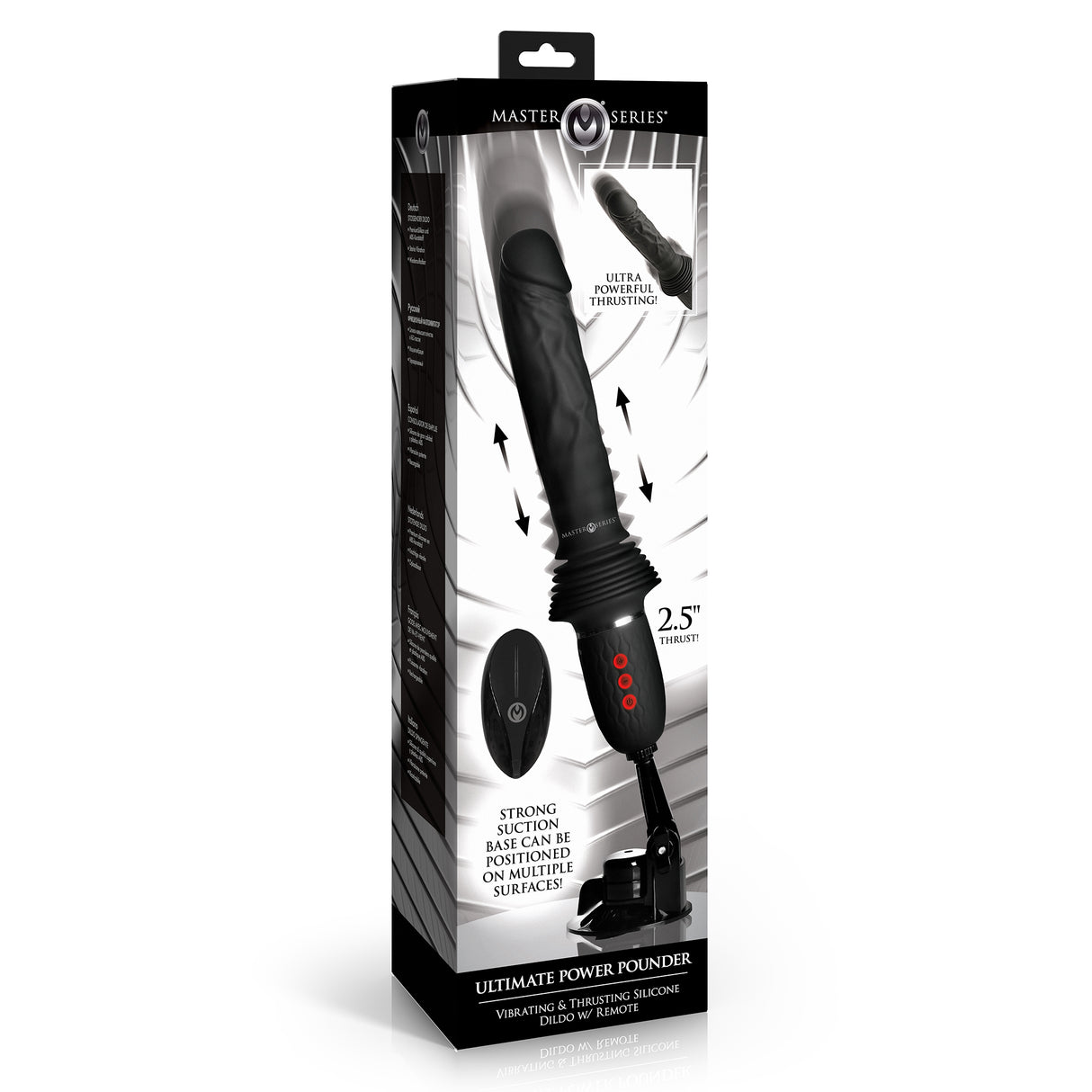 Master Series Ultimate Power Pounder Vibrating & Thrusting Dildo with Remote 7 Inch