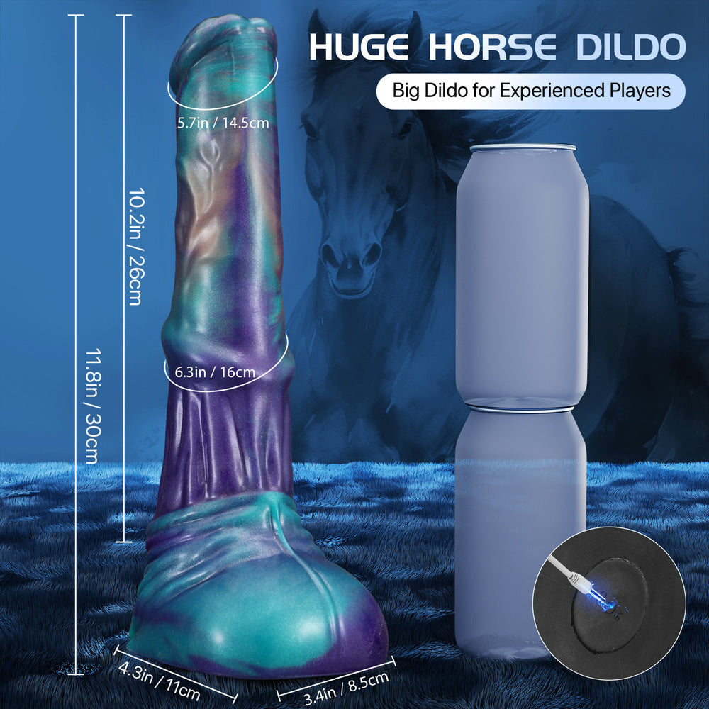 ruff GEAR Thrusting Vibrating Horse Dildo Green Purple