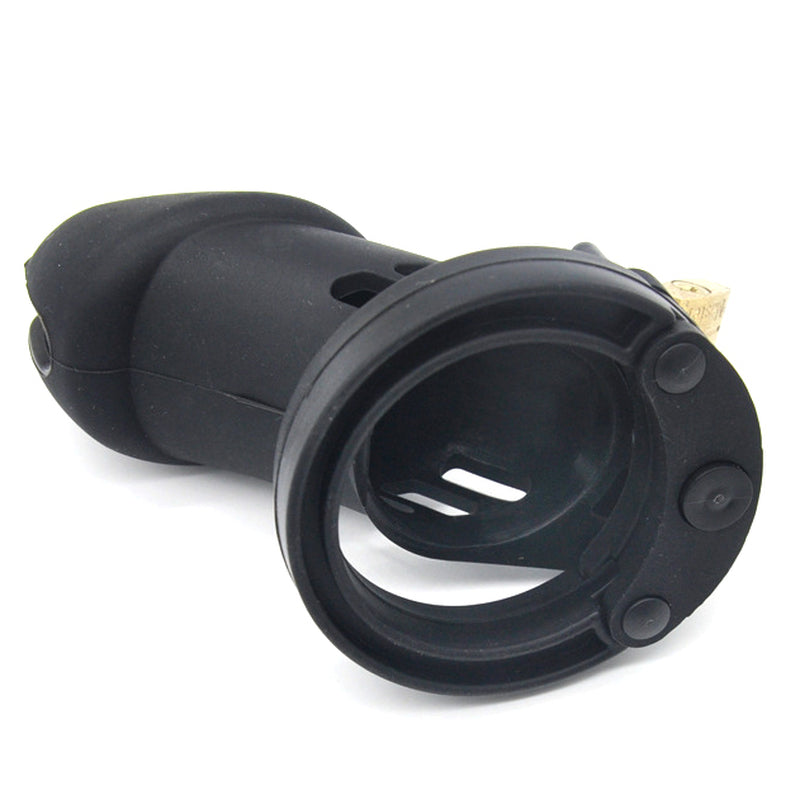 LOCK4D Origional Silicone Chastity Cock Cage Black L/XL