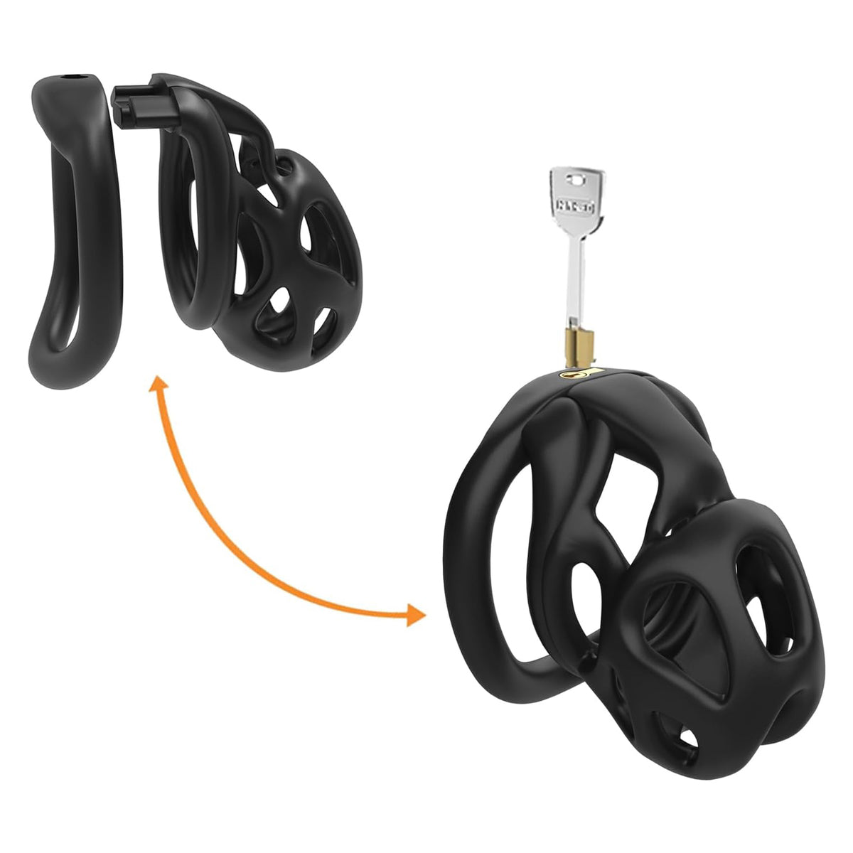 LOCK4D Viper V2 Bent Ring Chastity Cock Cage Large