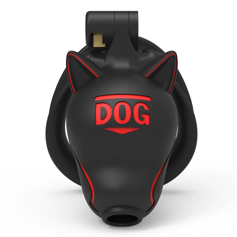 LOCK4D Slave Dog Head Chastity Cock Cage Black