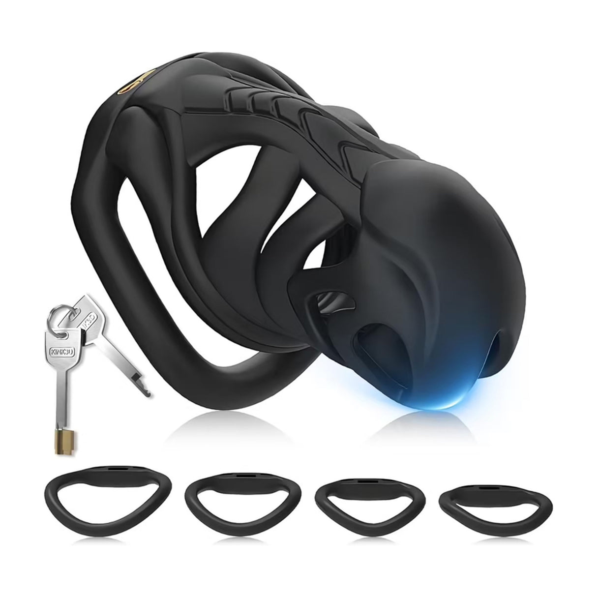 LOCK4D Xenomorph Bent Ring Chastity Cock Cage Medium