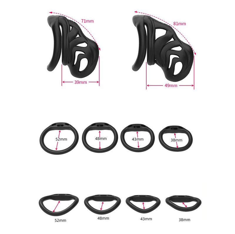 LOCK4D Xenomorph Bent Ring Chastity Cock Cage Small