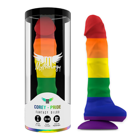 Mythology Corey Pride Dildo Medium 7 Inch Rainbow