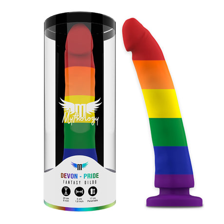 Mythology Devon Pride Dildo 8 Inch Rainbow
