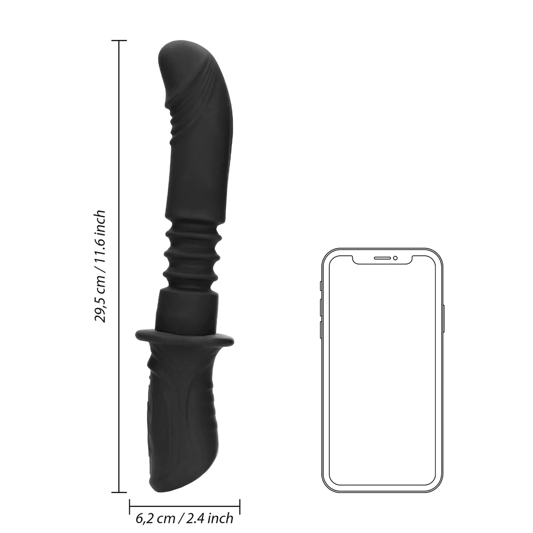 Ouch Handheld Silicone Vibrating Thrusting Dildo 11 Inch