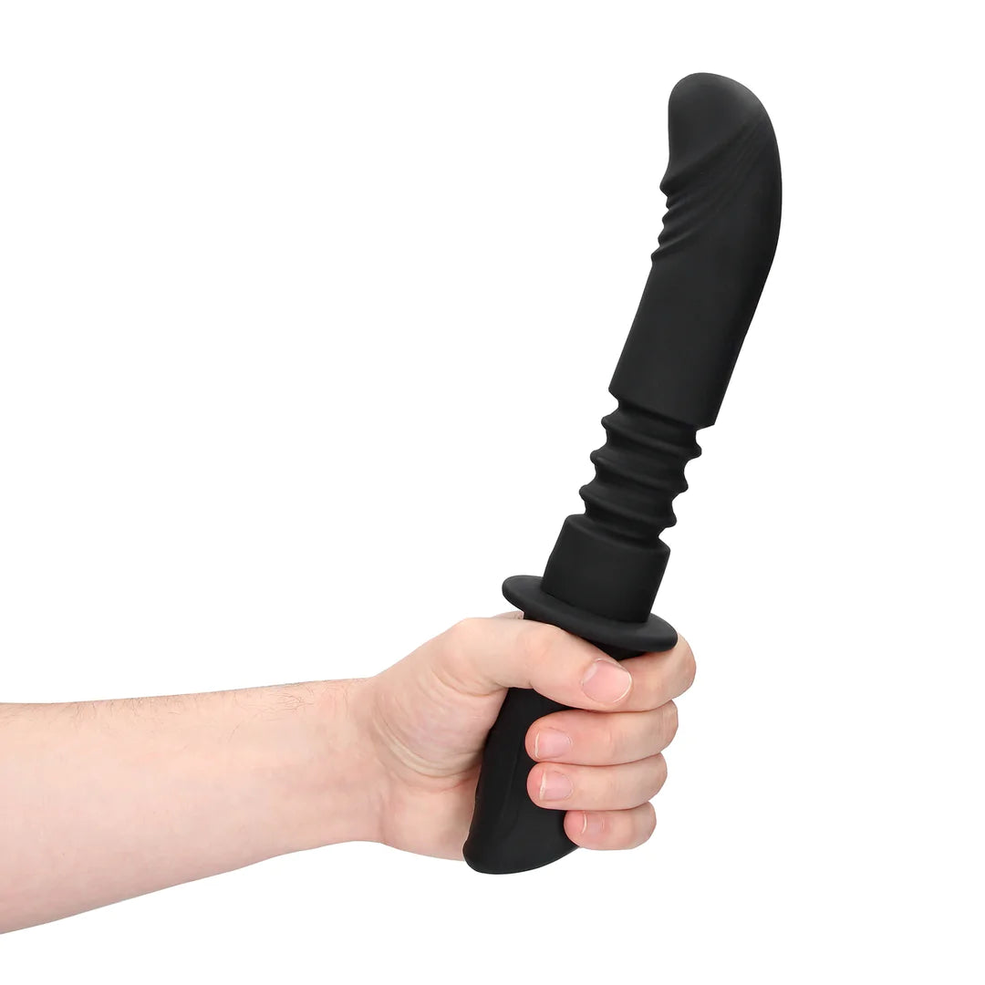 Ouch Handheld Silicone Vibrating Thrusting Dildo 11 Inch