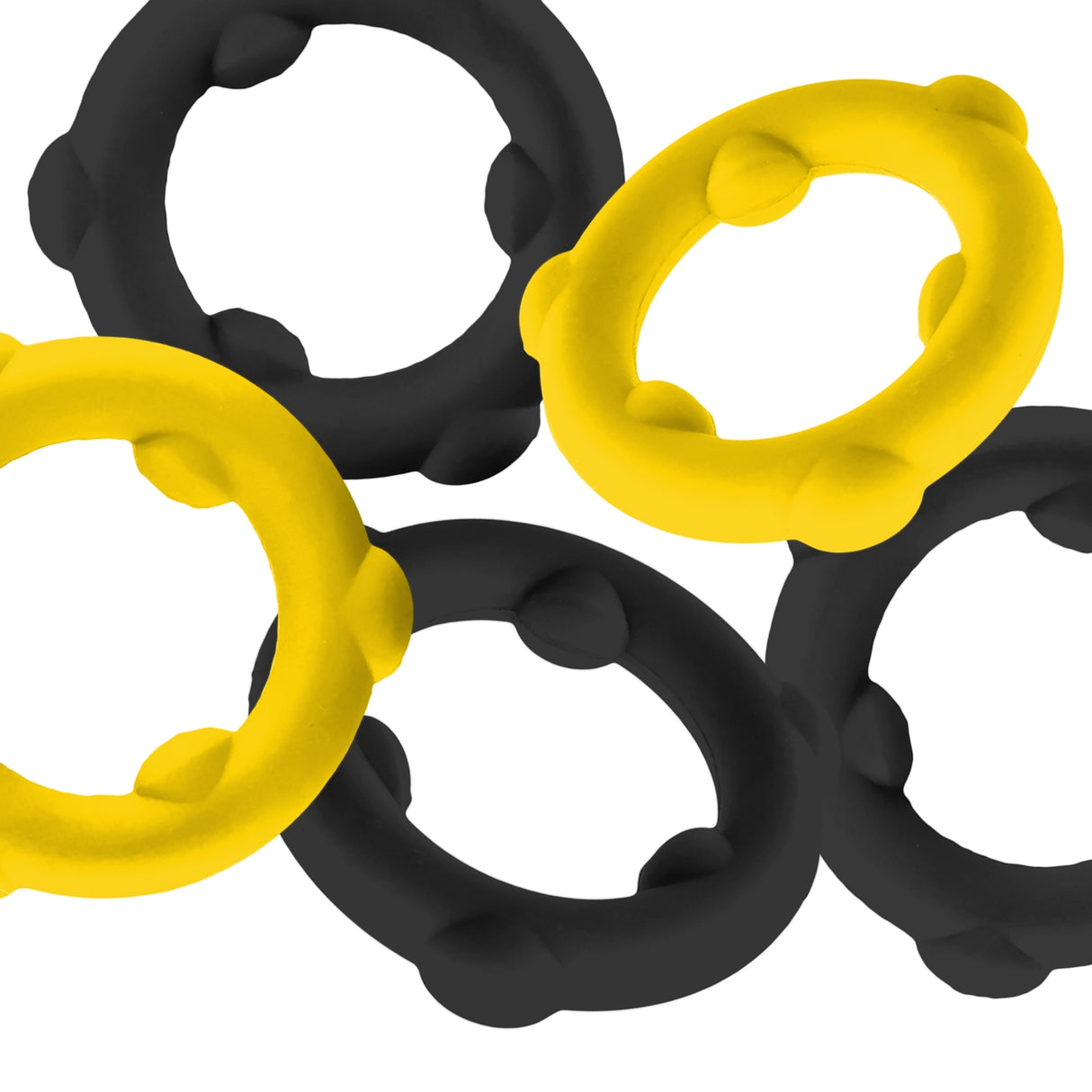 Oxballs Gearheads Cock Rings 5 Pack Yellow Black