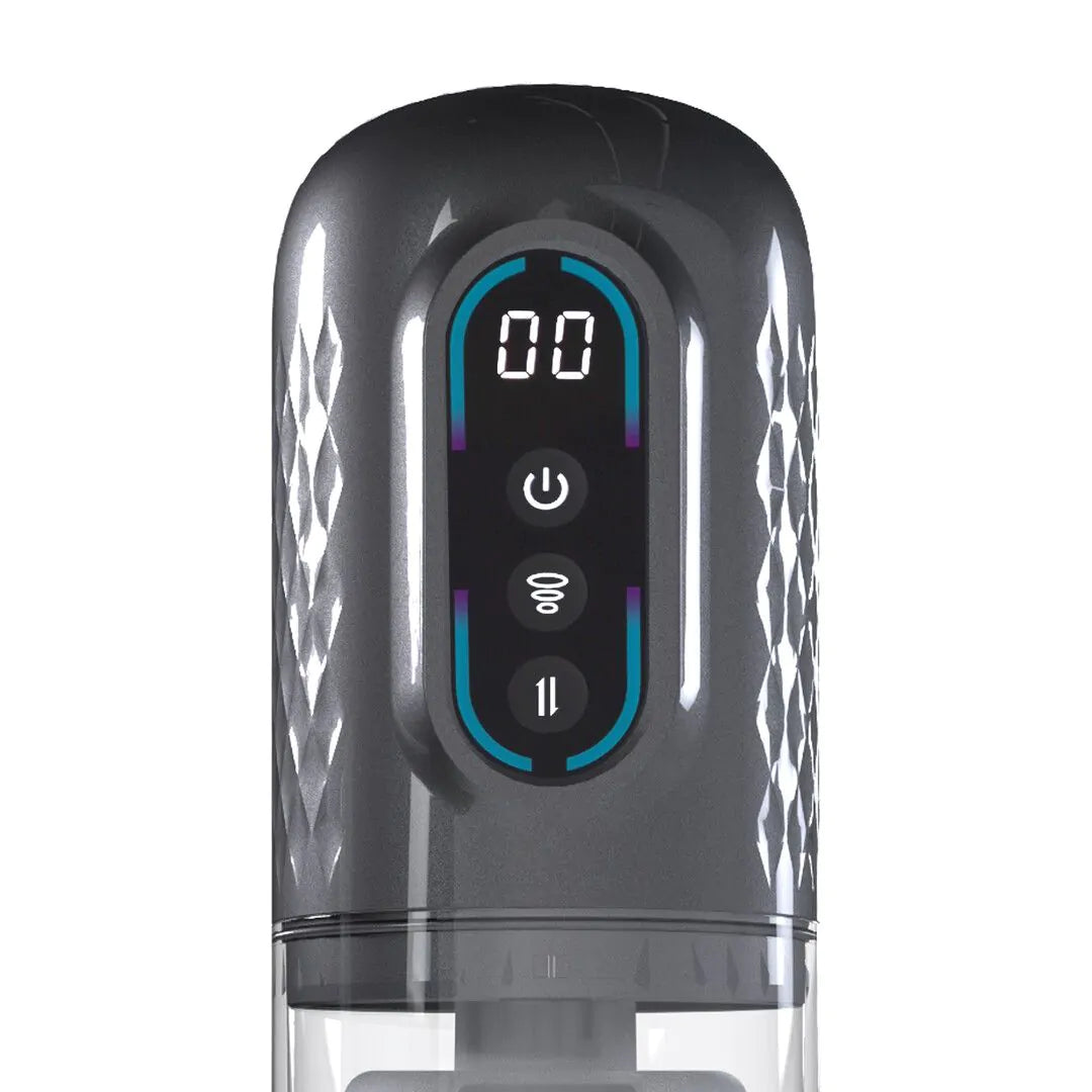 Pumped Vortex Suction Rotate and Thrust Masturbator Pump Gun Metal