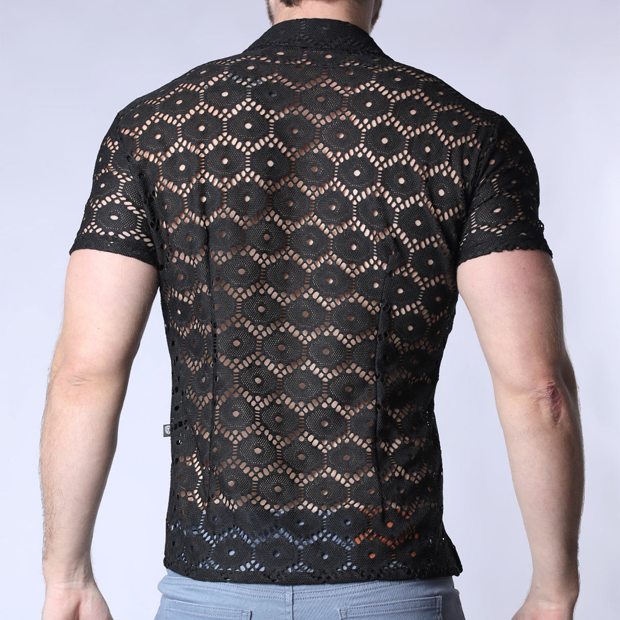 Timoteo Palmero Button Down Mesh Shirt Black