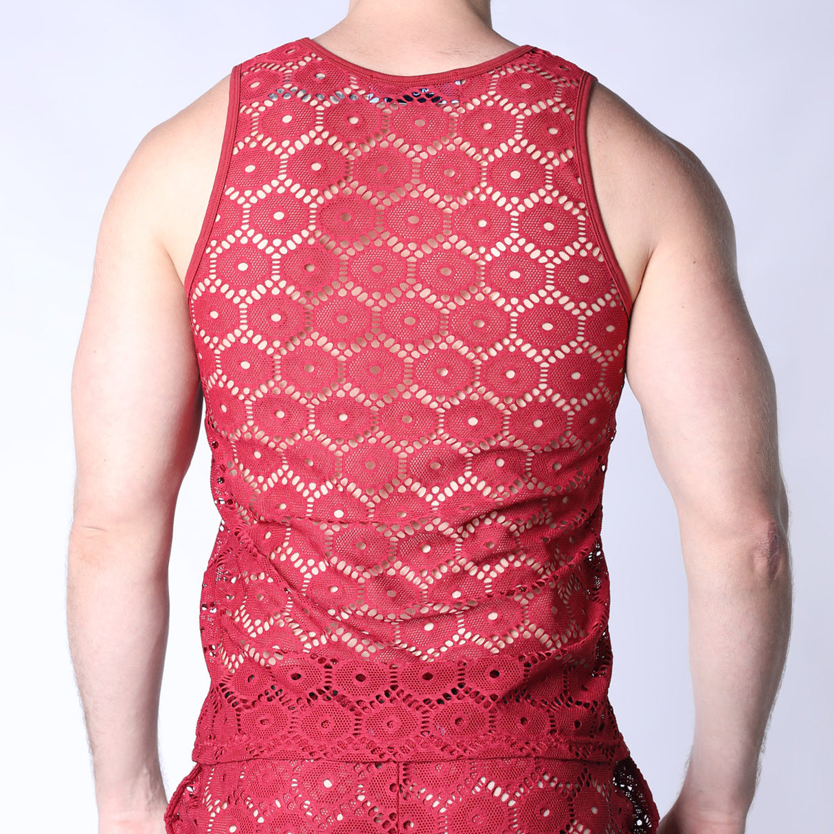 Timoteo Palmero Mesh Tank Top Burgandy