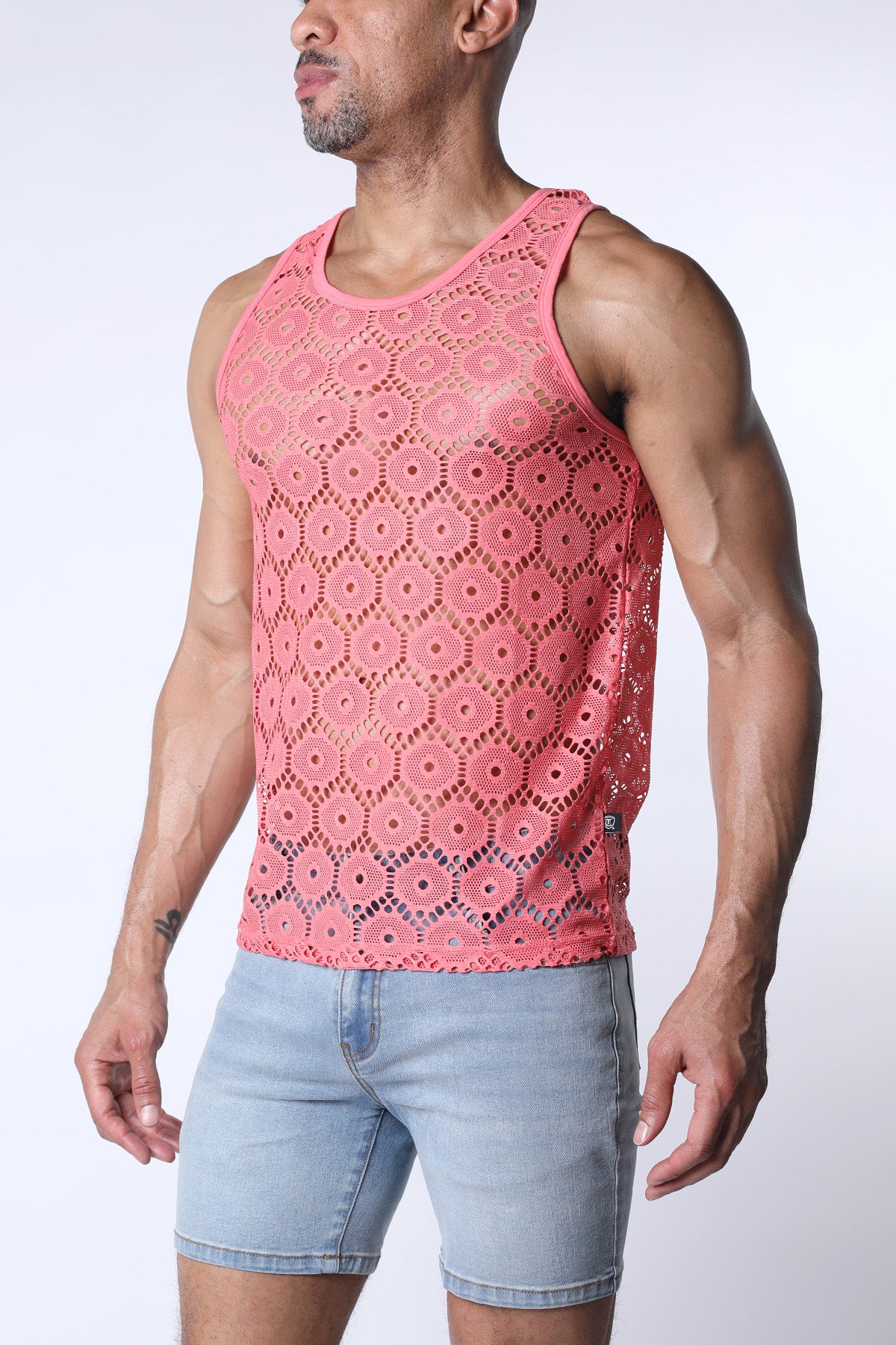 Timoteo Palmero Mesh Tank Top Pink