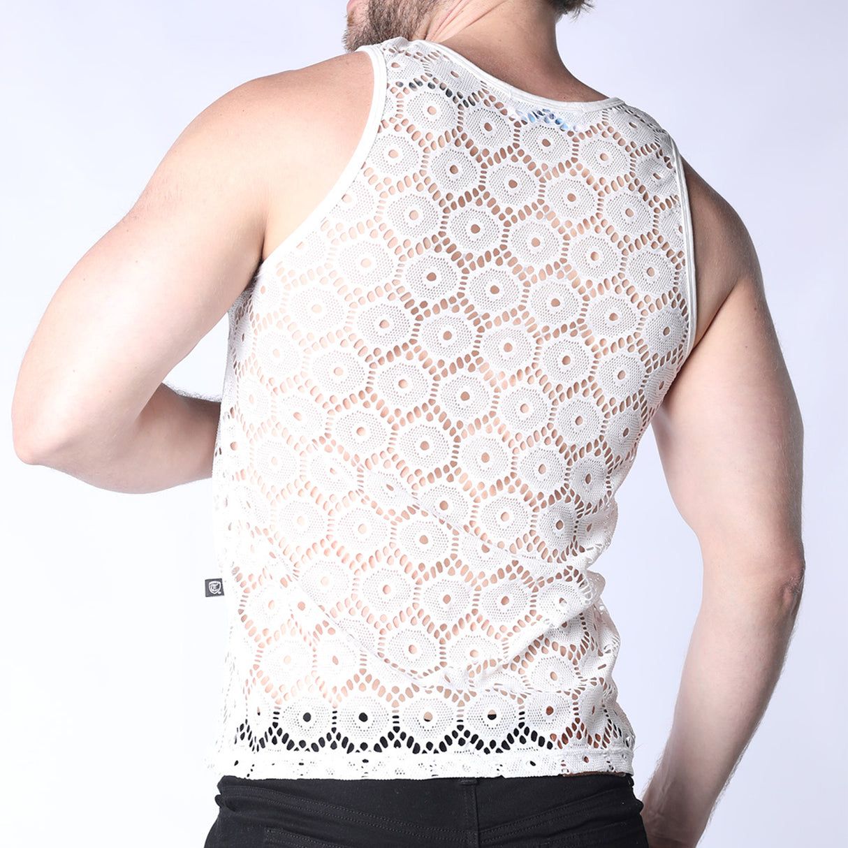 Timoteo Palmero Mesh Tank Top White
