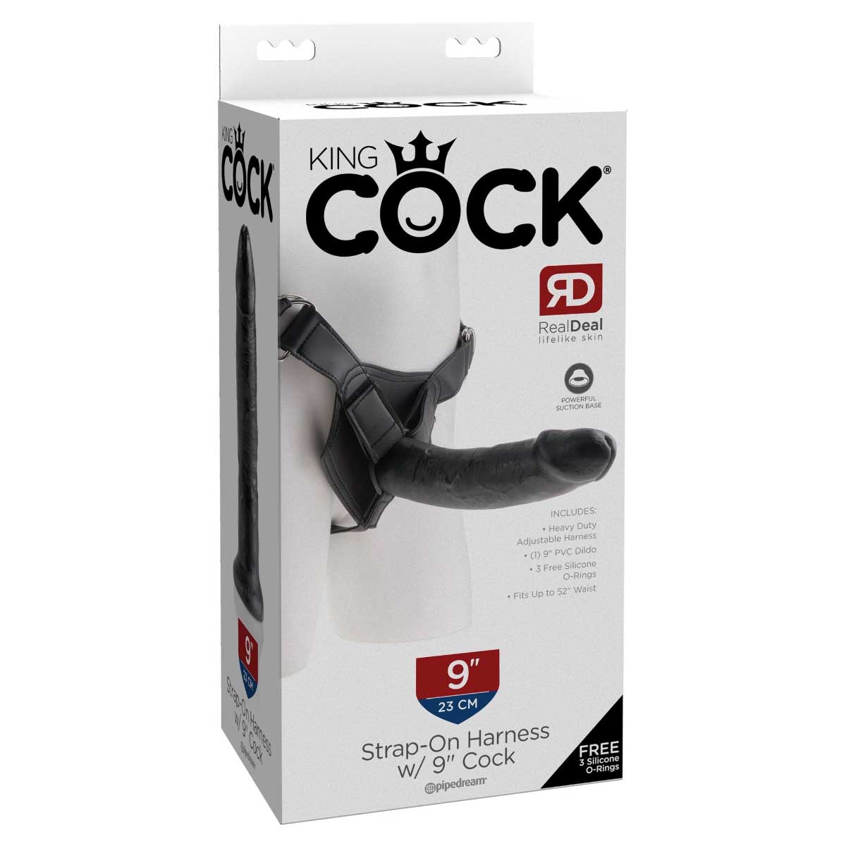 Pipedream King Cock Strap On Harness with 9 Inch Cock Black