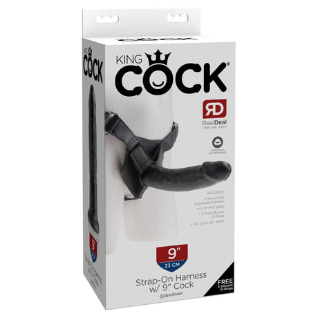Pipedream King Cock Strap On Harness with 9 Inch Cock Black