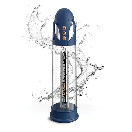 Pipedream Pump Worx Max Boost Pro Flow Penis Pump Blue Clear