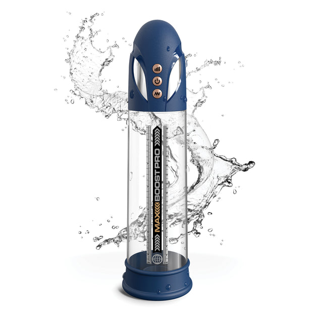 Pipedream Pump Worx Max Boost Pro Flow Penis Pump Blue Clear